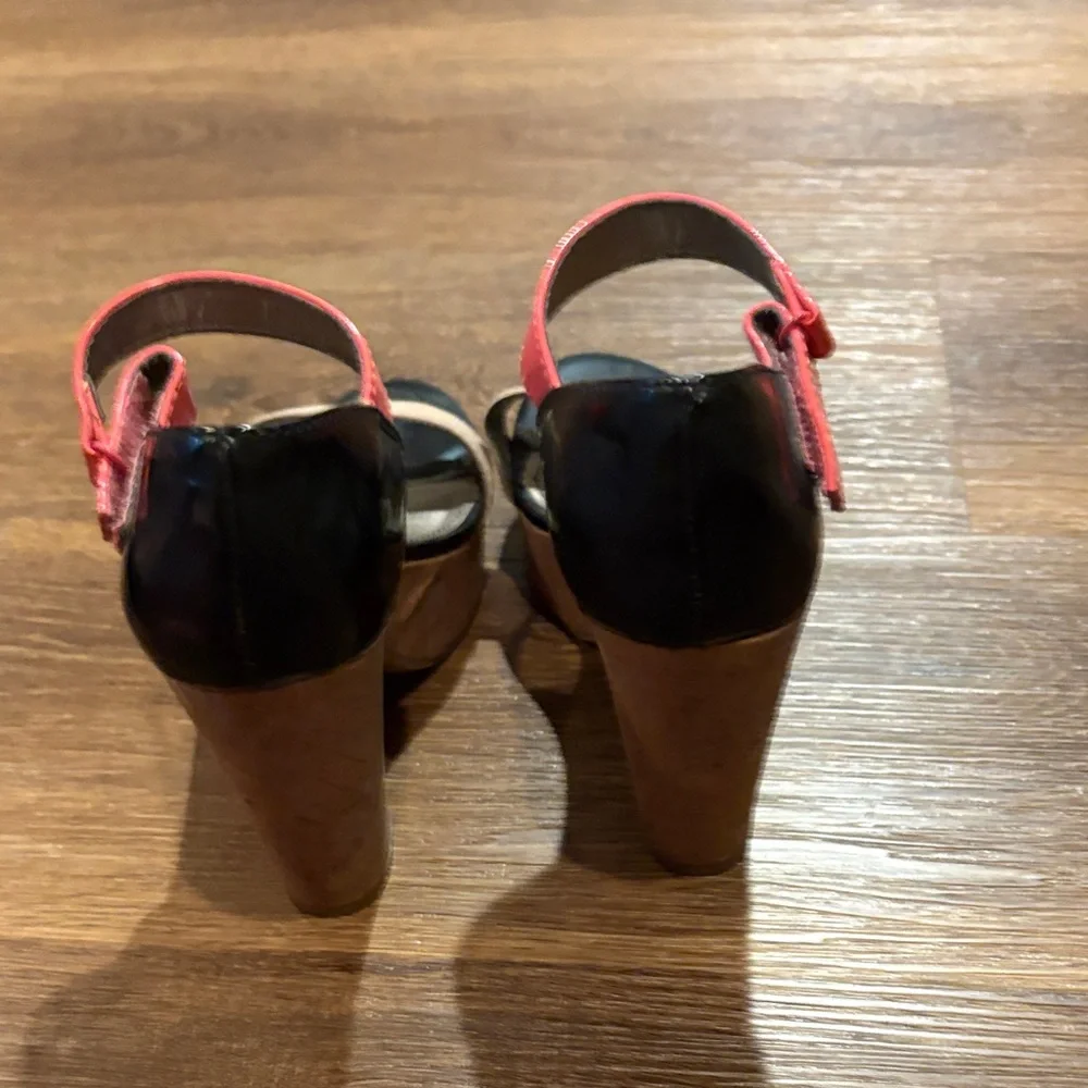 Fergalicious Coral and Beige Platform Heels
